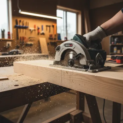 Circular saw cutting through wood with no burn marks, clean edge