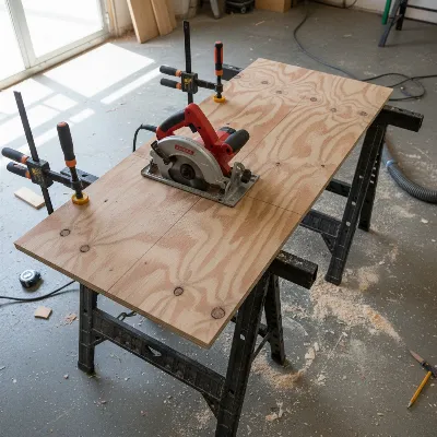 Proper workpiece support for circular saw to prevent kickback